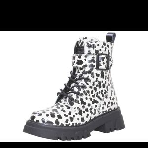 Levi's Leather Black and White Combat Boots Brand New